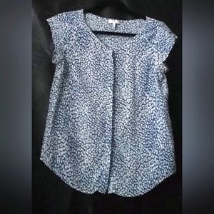 Joie Iva Silk Blouse Blue Gray Animal Print Size XS